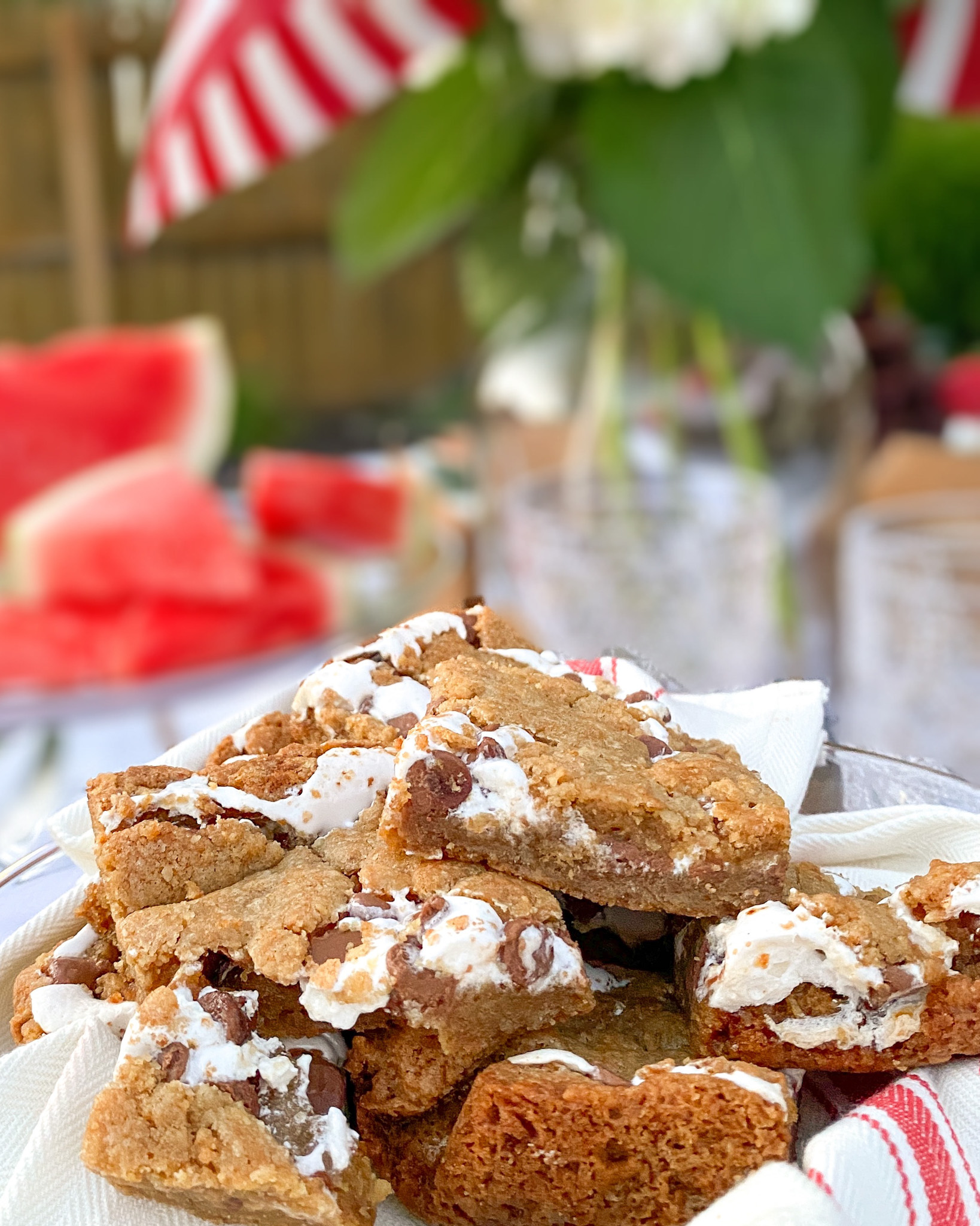 S'mores bars served as part of a summer backayrd BBQ