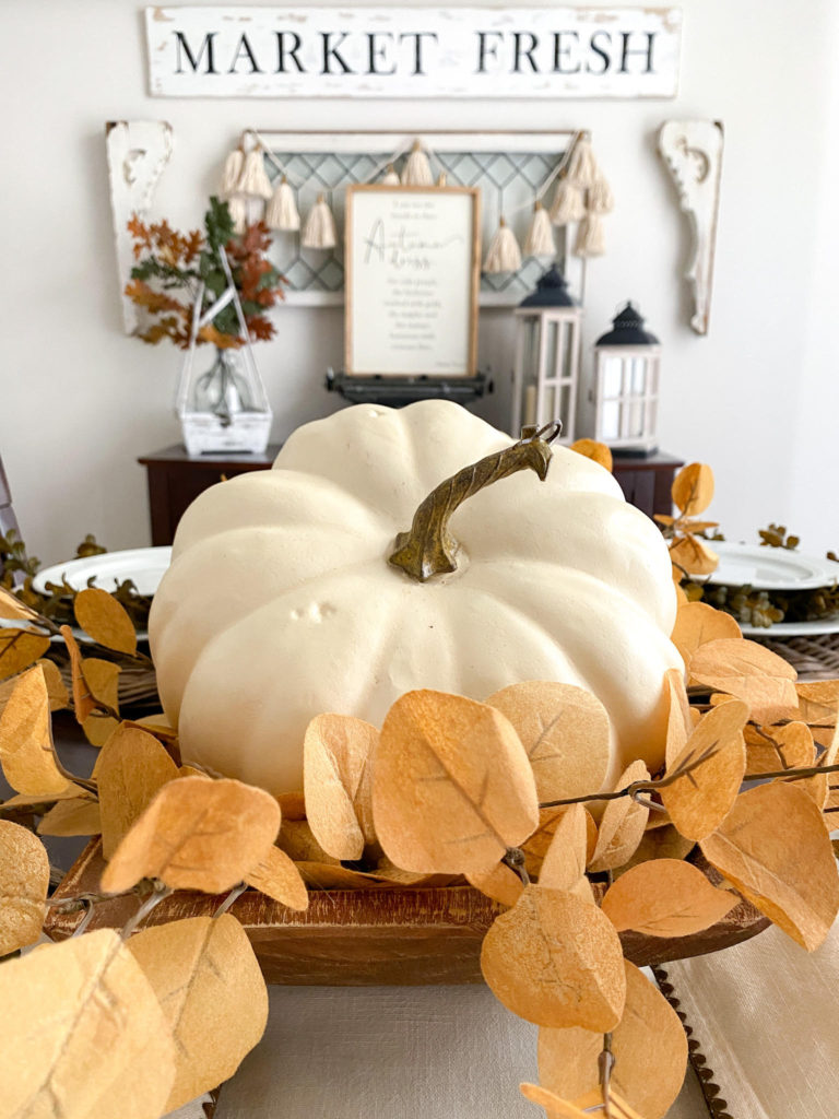 Fall Centerpiece with Pumpkins and Leaves - Midwest Life and Style Blog