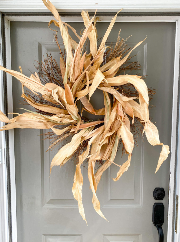 Close up of Corn Husk Wreath - Midwest Life and Style Blog