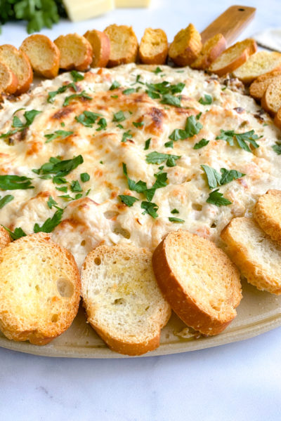 The Best Bubbly Cheesy Shrimp Dip