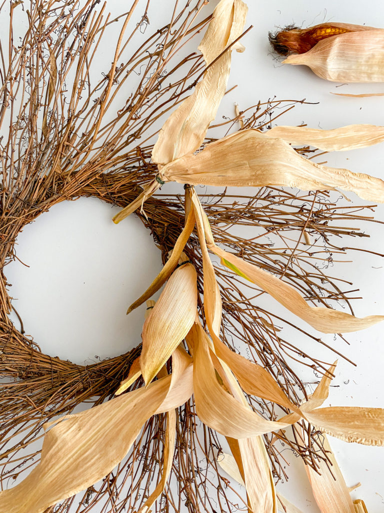 Corn Husk Wreath In Progress - Midwest Life and Style Blog