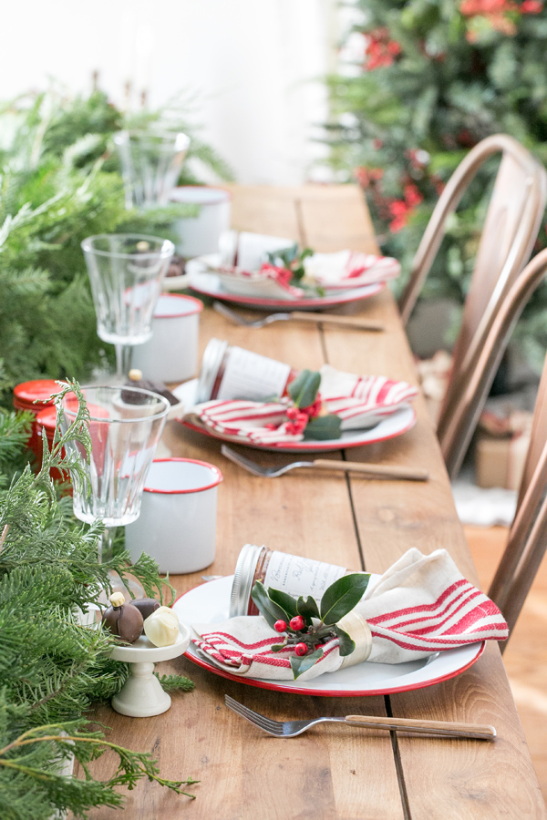 Red and gold holiday inspiration with a classic Christmas rustic tablescape