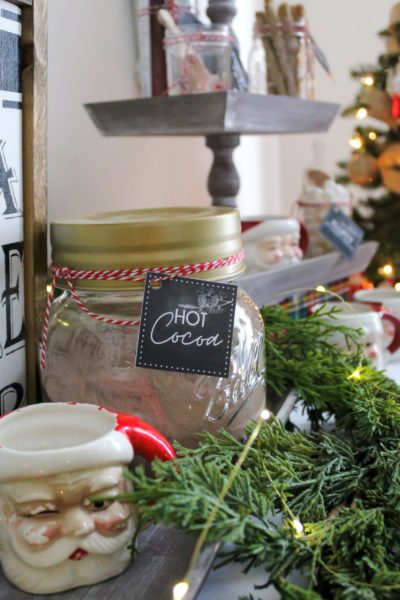 Holiday hot cocoa bar with printable tags