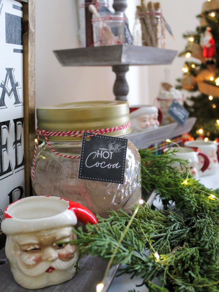 Holiday hot cocoa bar with free printable tags