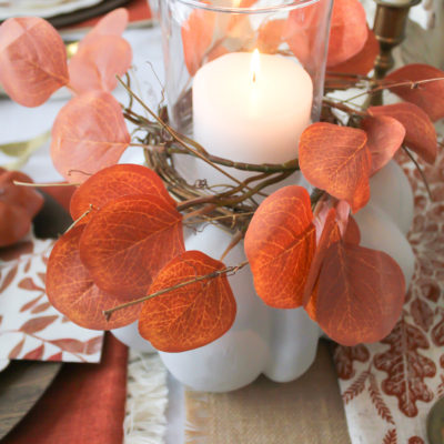 Simple Thanksgiving Candle Holder Centerpiece