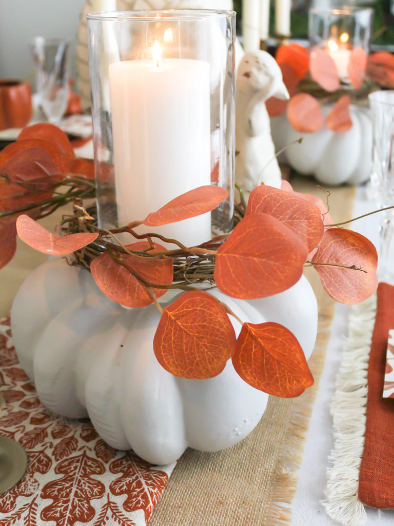 Simple Thanksgiving Candle Holder Centerpiece