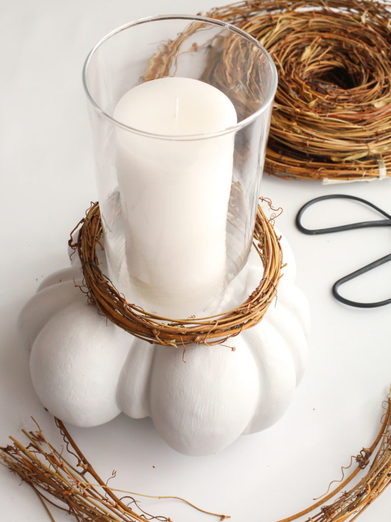 Adding the candle rings to the centerpiece - Midwest Life and Style Blog