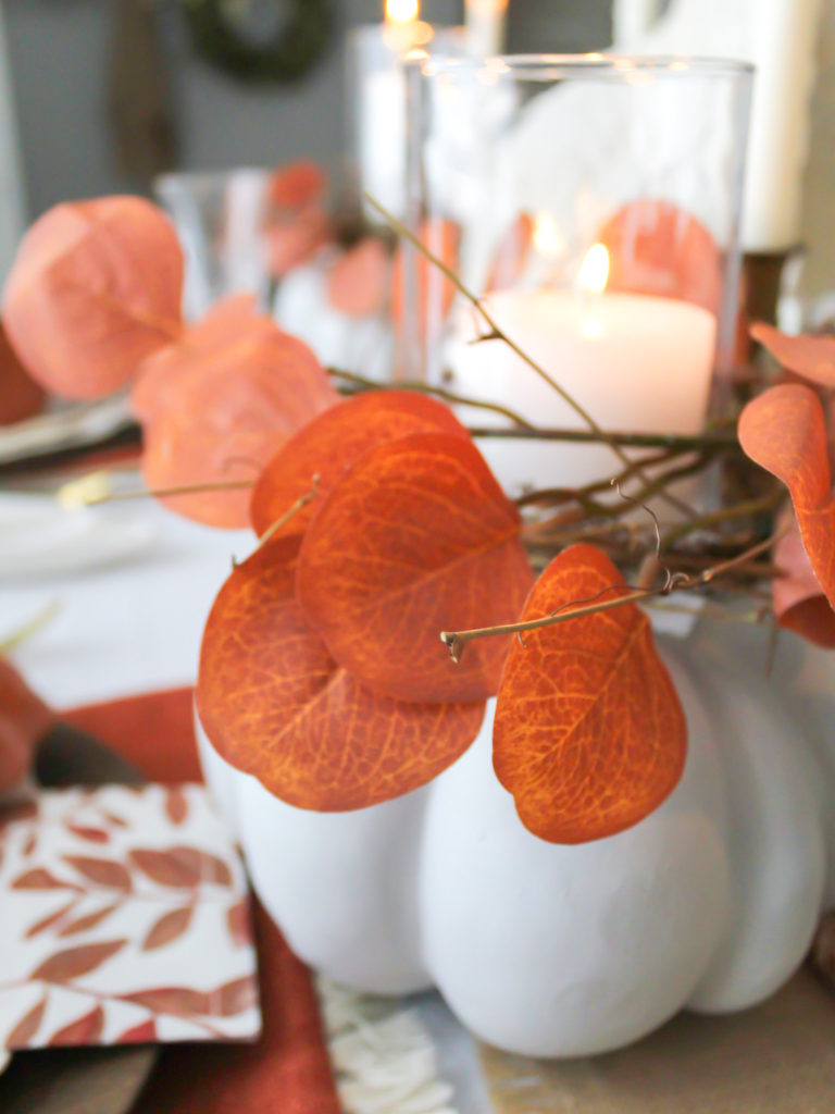 Simple Thanksgiving Candle Holder Centerpiece