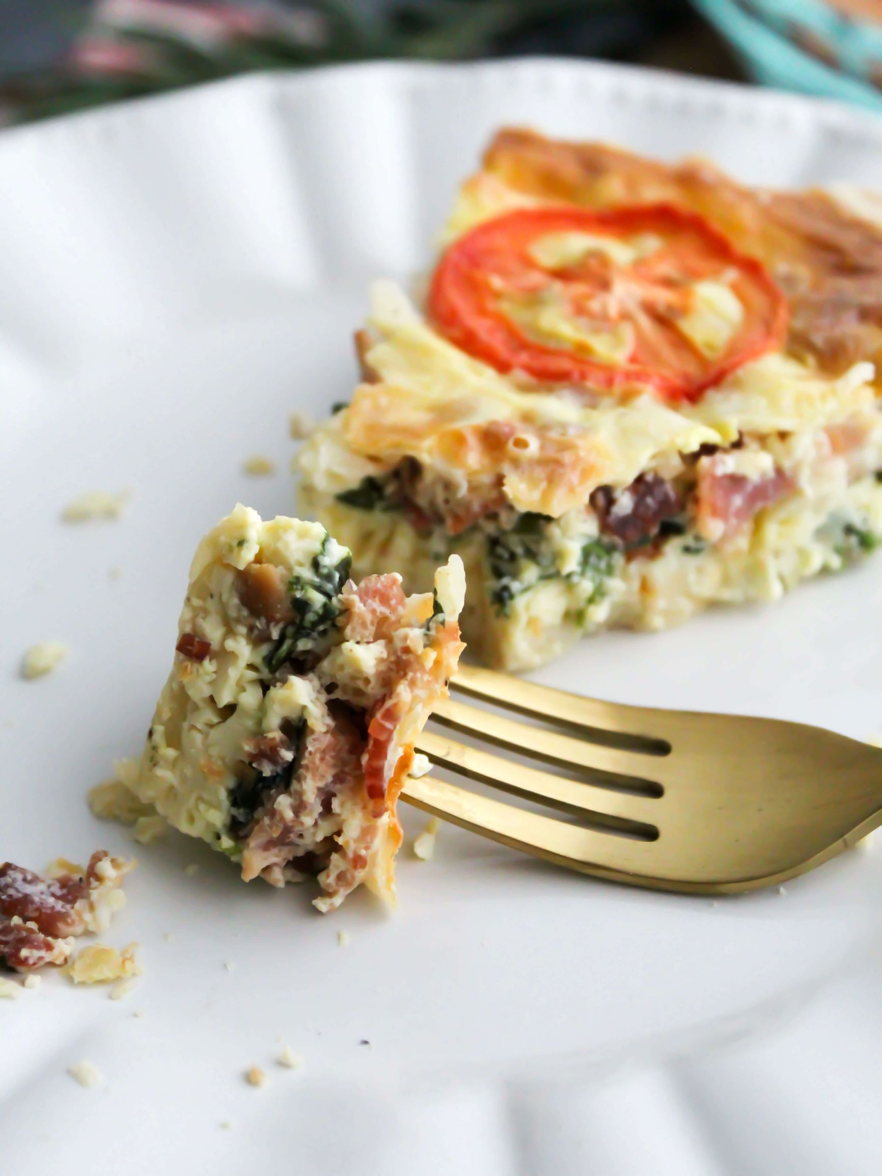 Bite of bacon and spinach Christmas quiche