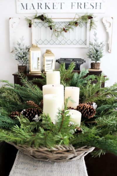 DIY Centerpiece With Greenery And Pinecones - Midwest Life and Style Blog