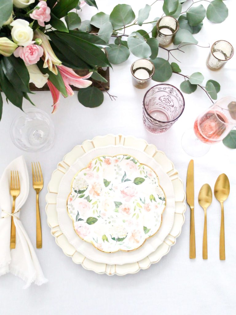 Pink and Gold Galentine's Day Brunch Place Setting - Midwest Life and Style Blog