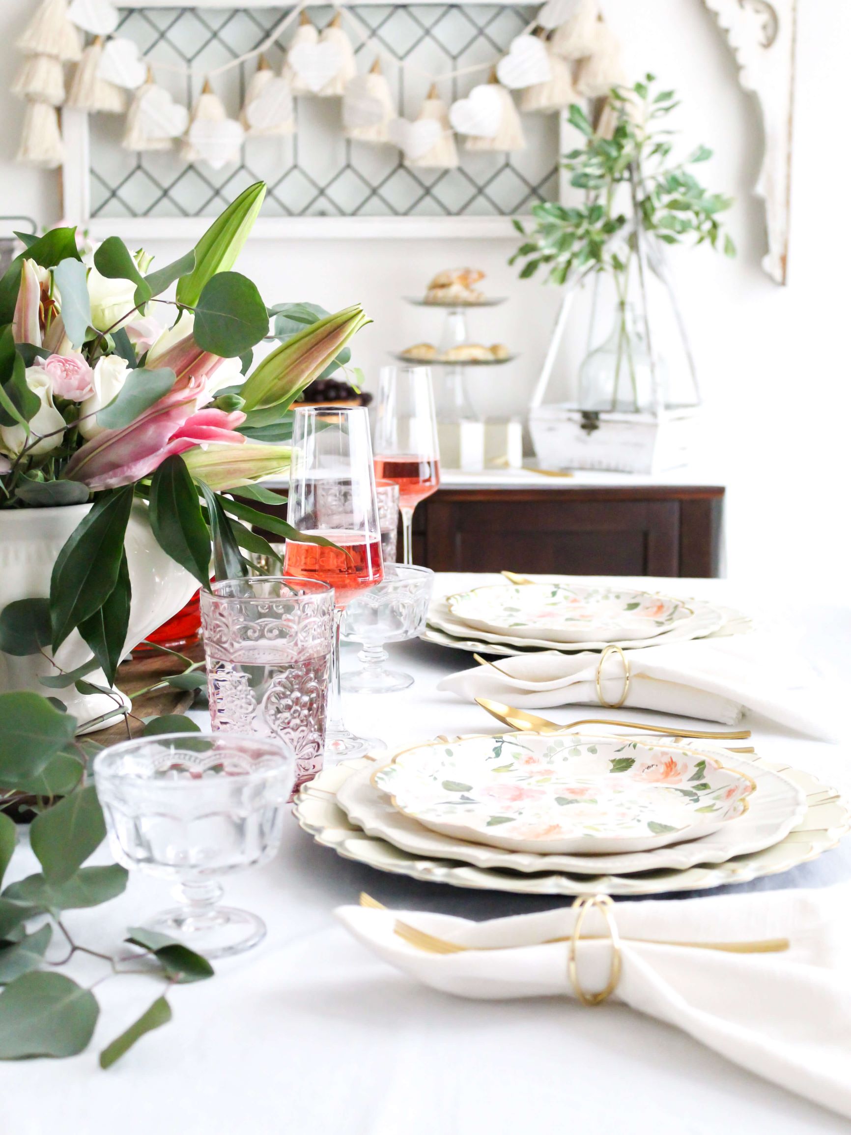 Pink and White Galentine's Party Tablescape - Midwest Life and Style Blog