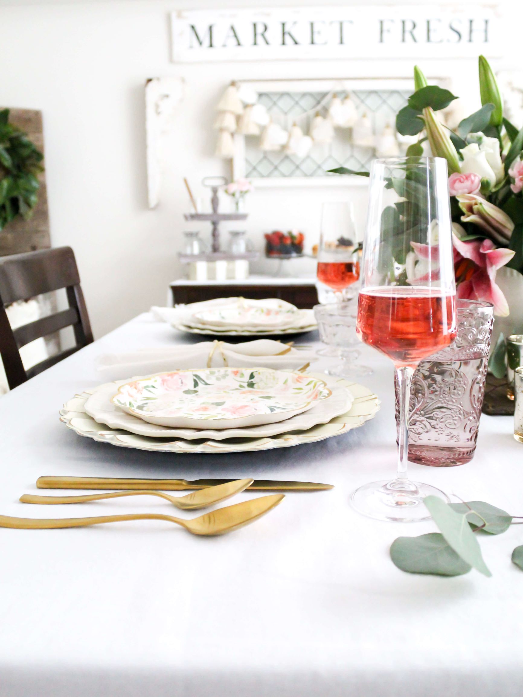 Pink and White Tablescape for Galentine's Day Brunch Party - Midwest Life and Style Blog