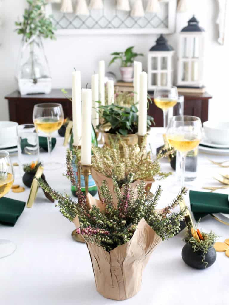 Elegant Green and Gold Saint Patricks Day Tablescape - Midwest Life and Style Blog