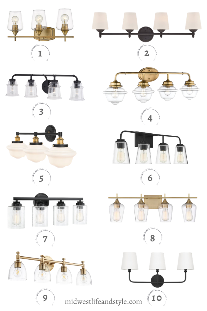 Collage of the Best Affordable Bathroom Vanity Lighting - Midwest Life and Style Blog