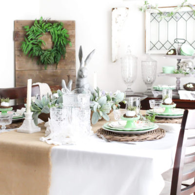 Hop into Easter: How to Style a Charming Tablescape with Jadeite and Bunnies