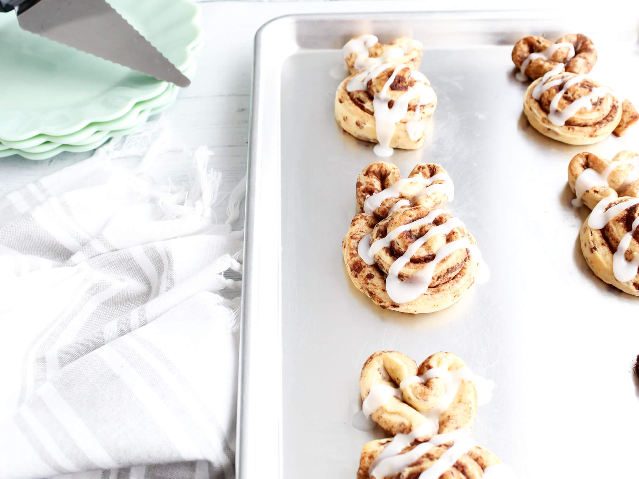 Frosted Easter Bunny Cinnamon Rolls 