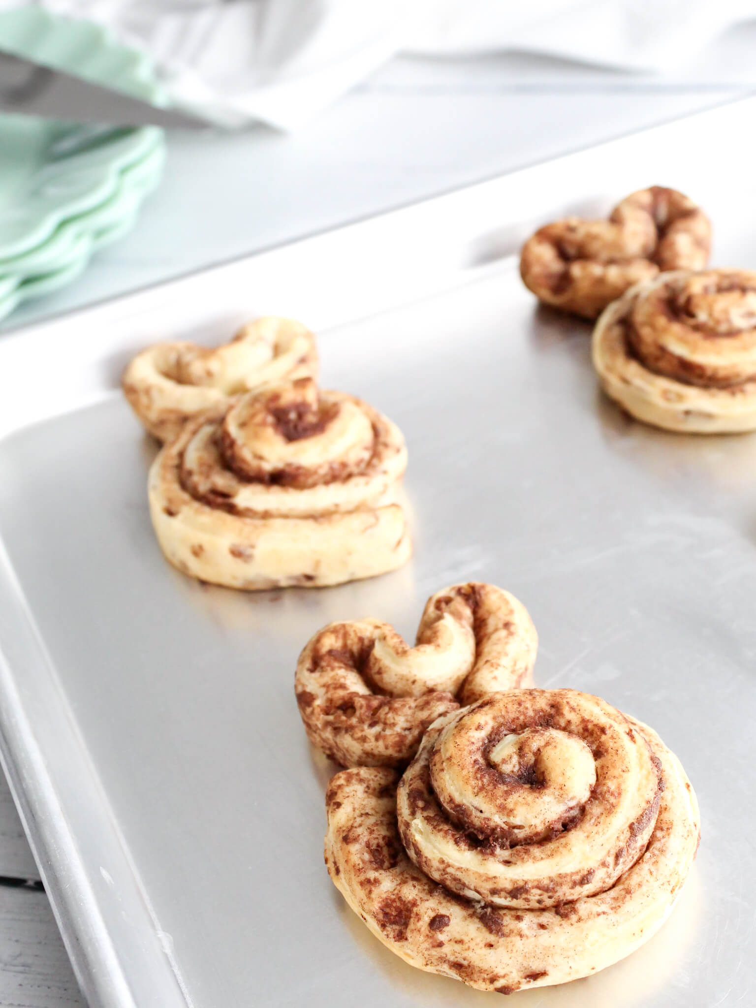 Baked Easter bunny cinnamon rolls