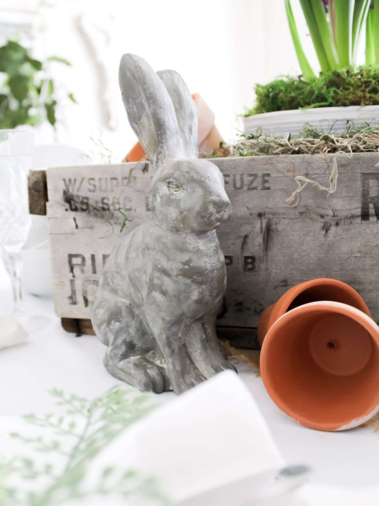 Spring Garden Tablescape with Bunnies and Flowers - Midwest Life and Style Blog