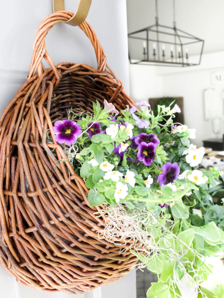 DIY Door Basket with Purple Spring Flowers