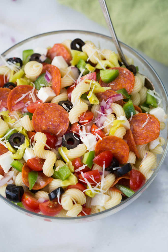 Summer Salad Recipes - Pizza Pasta Salad from Tastes Bette from Scratch