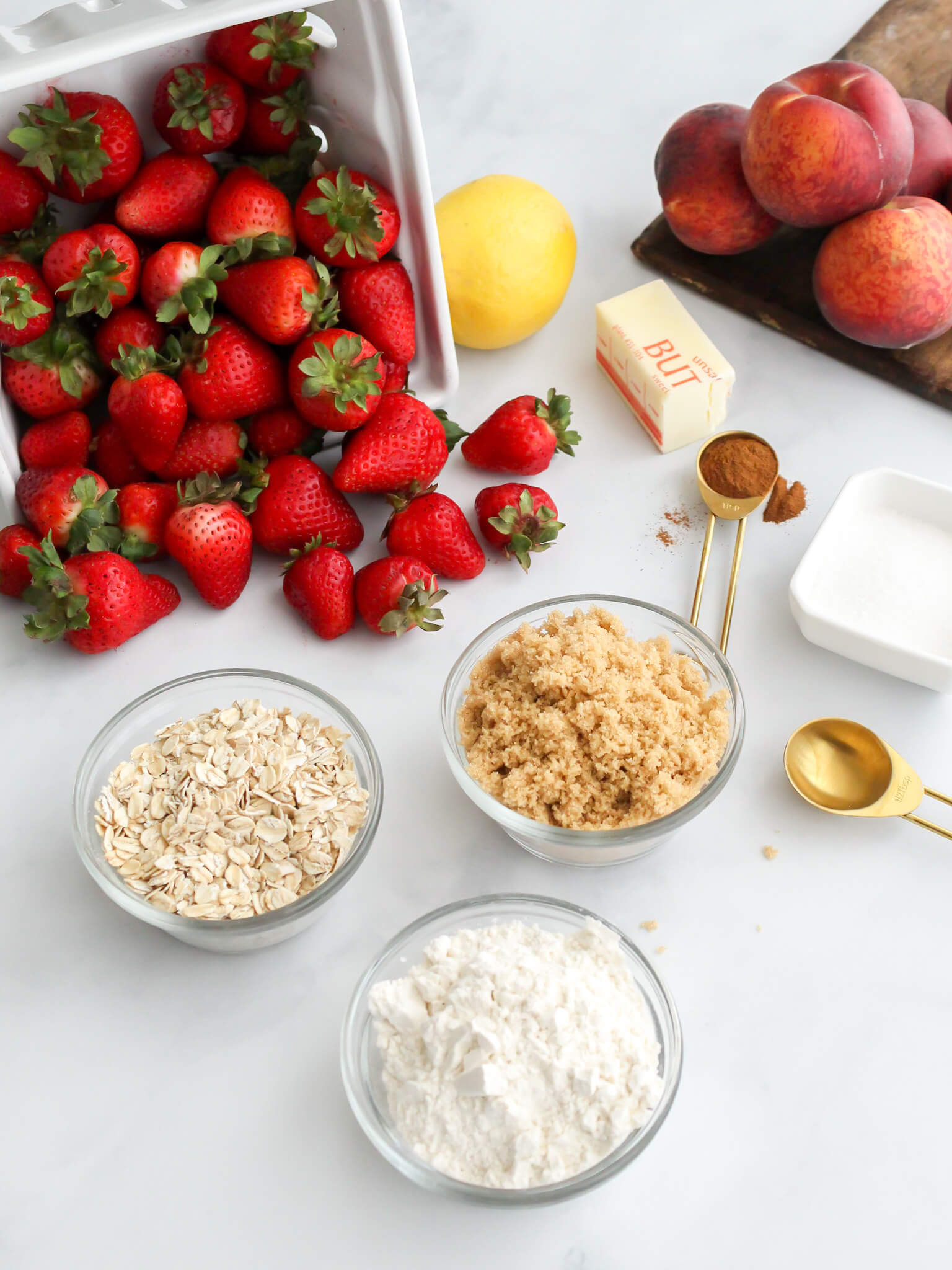 Ingredients for Strawberry Peach Crisp