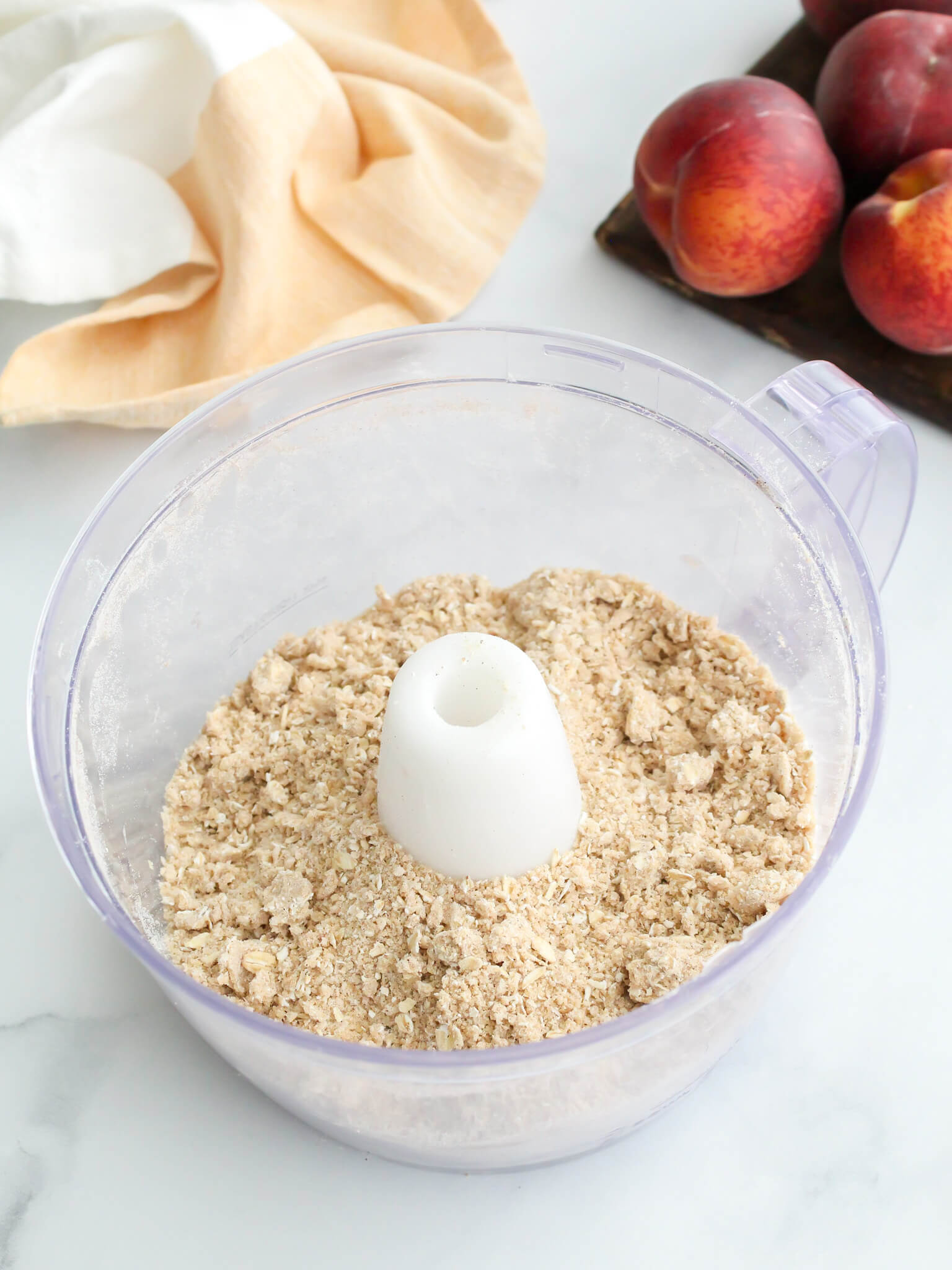 Making Topping for Strawberry Peach Crisp in a Food Processor