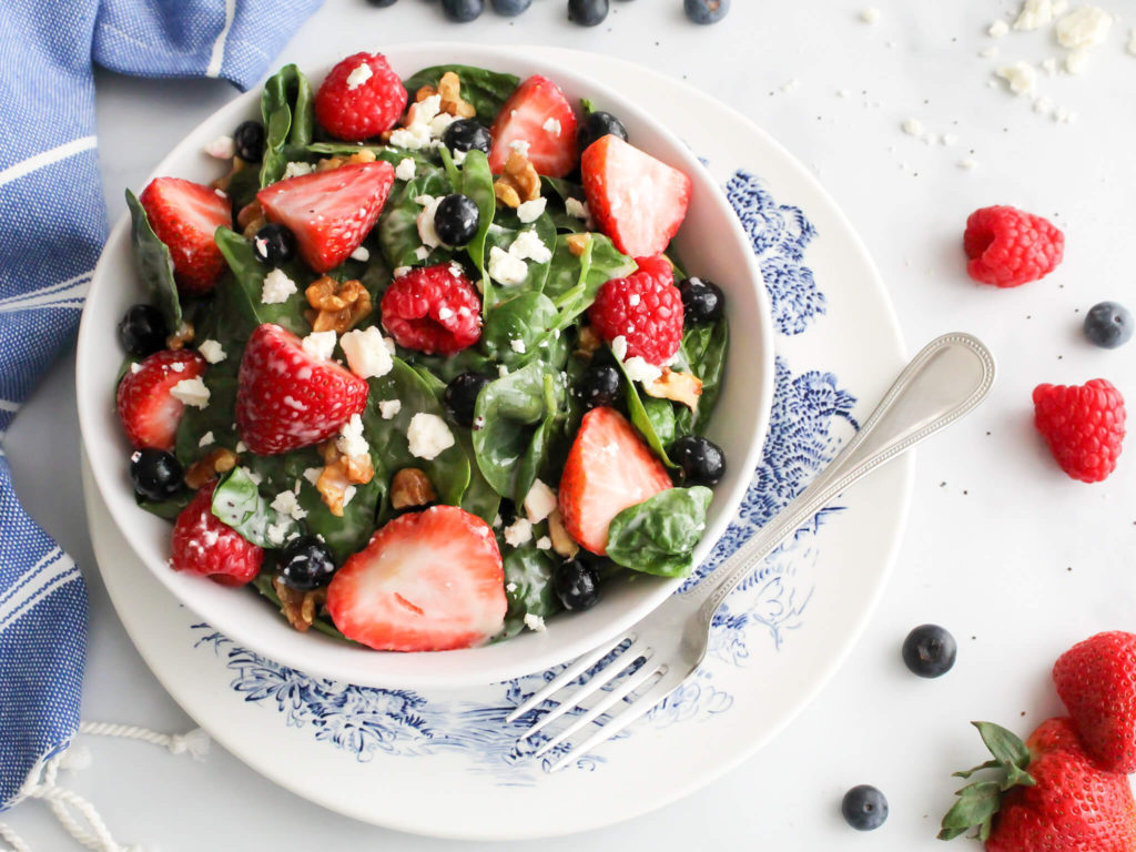 Summer Berry Spinach Salad with Poppy Seed Dressing - Midwest Life and Style Blog