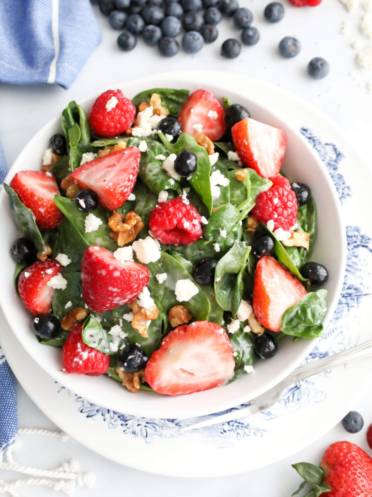 Summer Berry Spinach Salad with Poppy Seed Dressing - Midwest Life and Style Blog