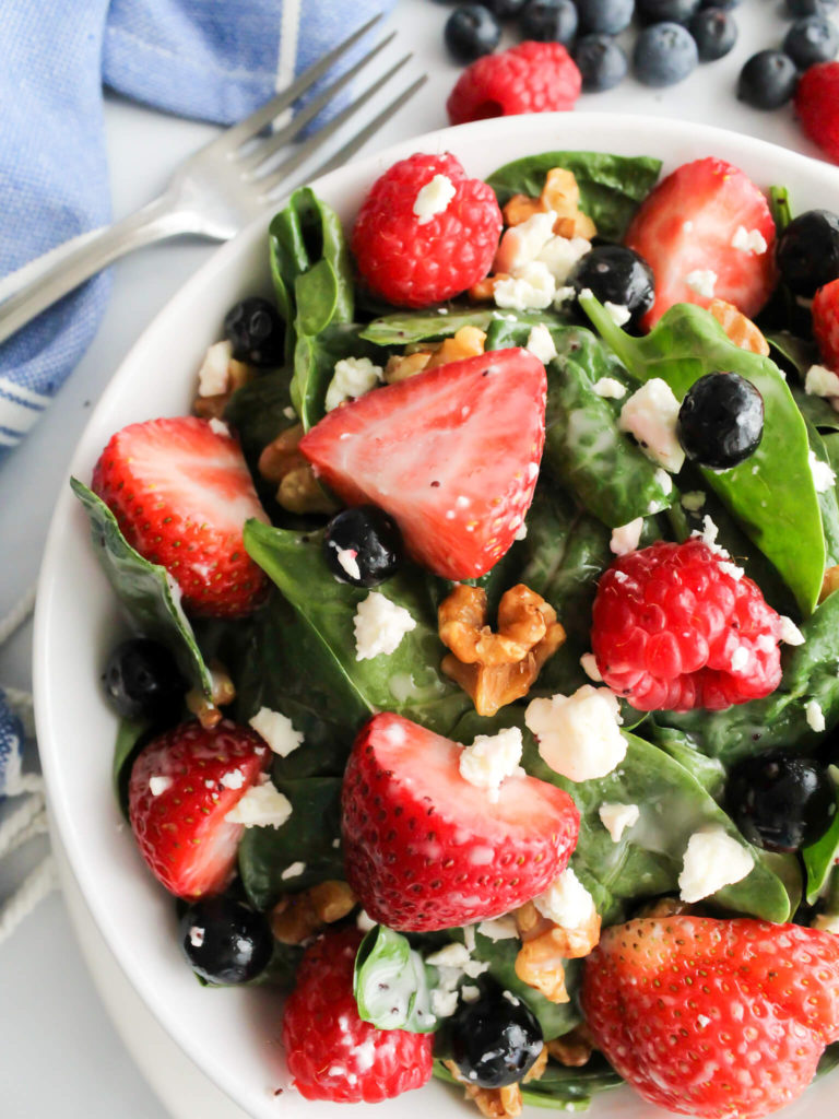 Summer Berry Spinach Salad with Poppy Seed Dressing - Midwest Life and Style Blog