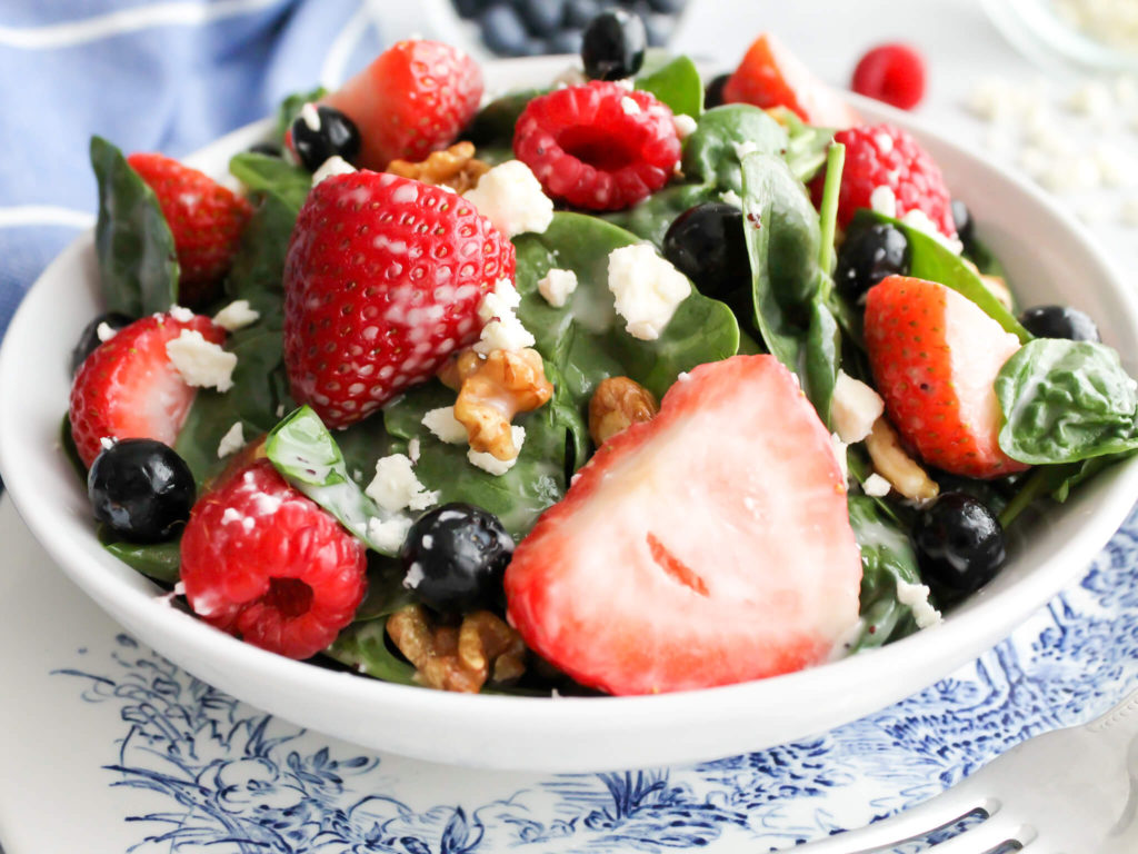 Summer Berry Spinach Salad with Poppy Seed Dressing - Midwest Life and Style Blog