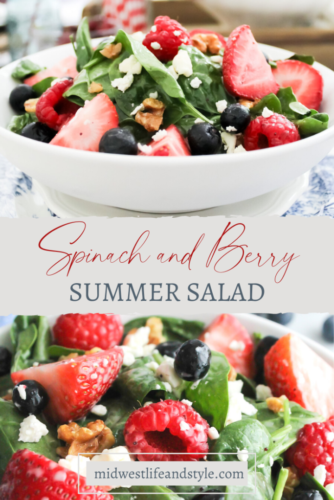 Summer Berry Spinach Salad with Poppy Seed Dressing - Midwest Life and Style Blog