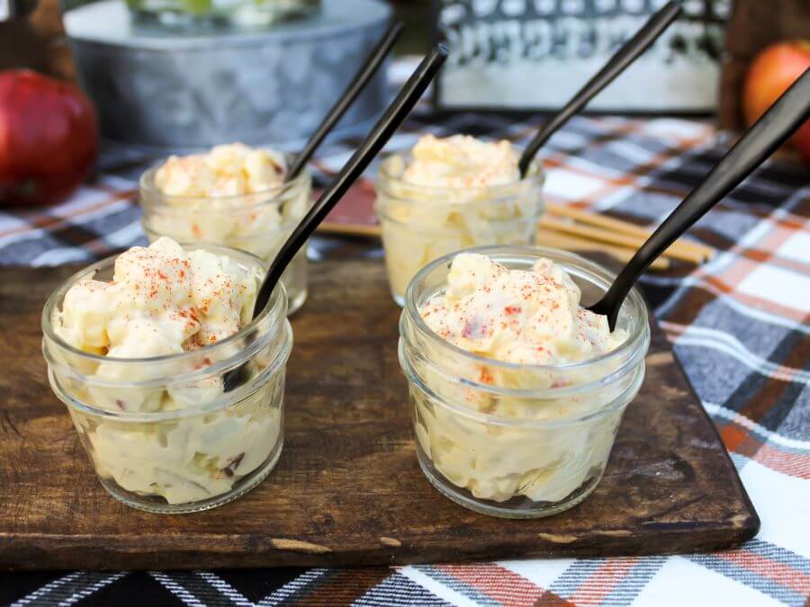 Potato Salad at Tailgate in mini ball jars - Midwest Life and Style Blog