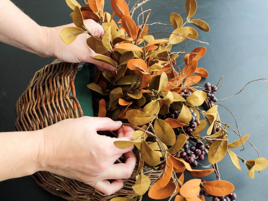 Quick And Easy DIY Door Basket With Fall Foliage - Midwest Life and Style Blog