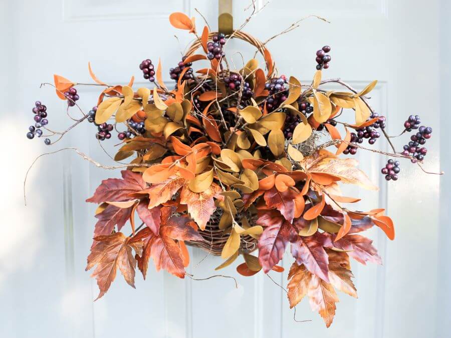 Quick And Easy DIY Door Basket With Fall Foliage - Midwest Life and Style Blog