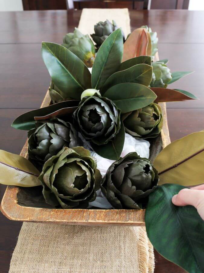 Simple And Beautiful DIY Artichoke And Magnolia Centerpiece