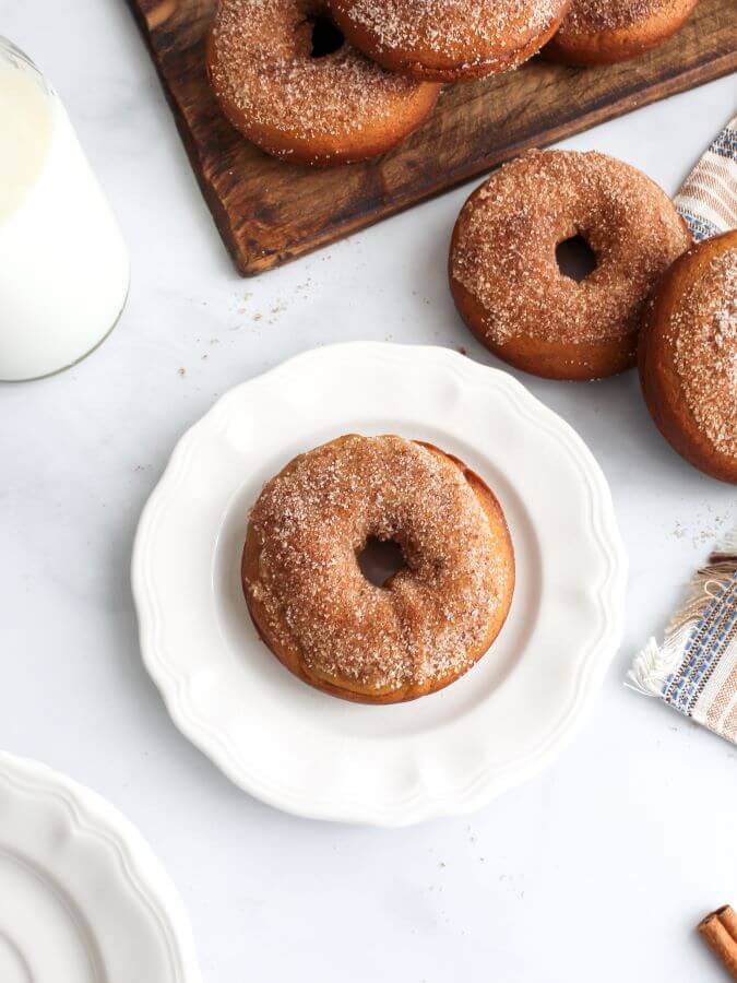 Overhead View of Fall Cinnamon and Sugar Spiced Donuts