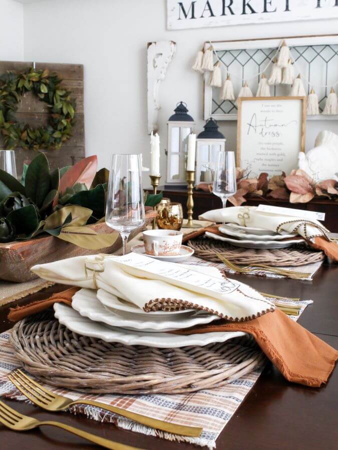 Thanksgiving Tablescape with Magnolia Centerpiece - Midwest Life and Style Blog