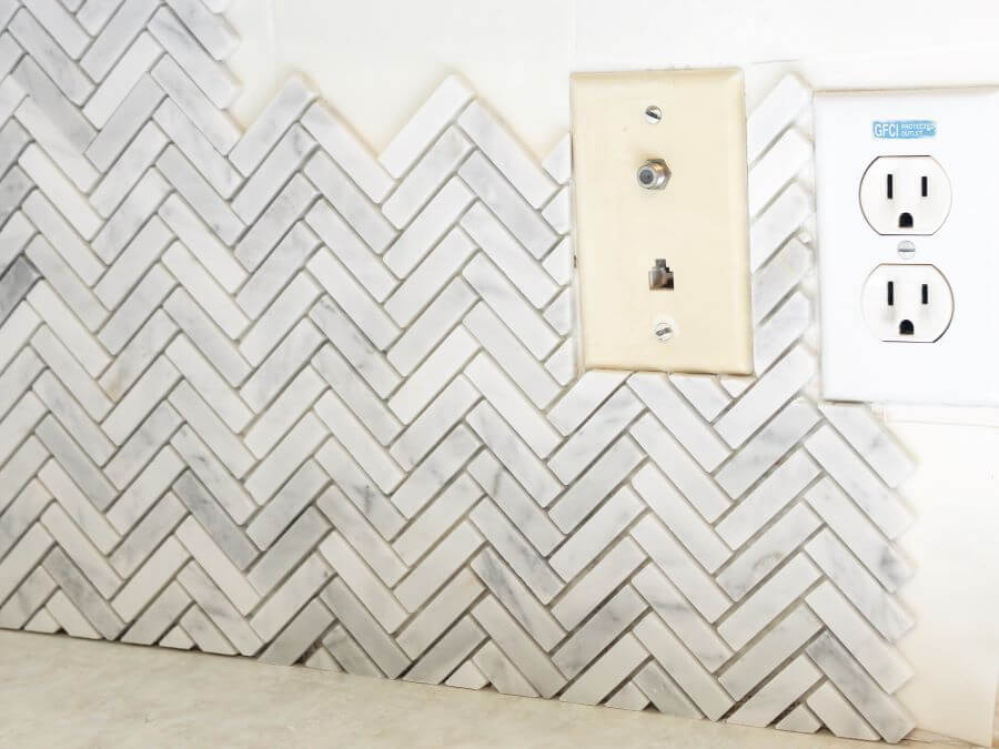 Adding a Herringbone Kitchen Tile Backsplash - Midwest Life and Style Blog