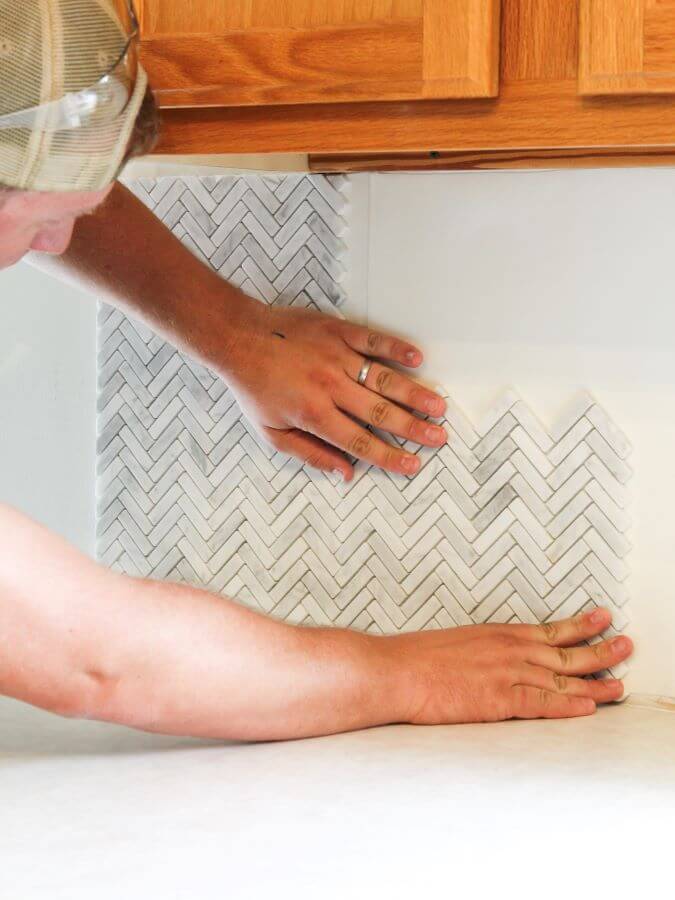 Installing Herringbone Tile Backsplash - Midwest Life and Style Blog