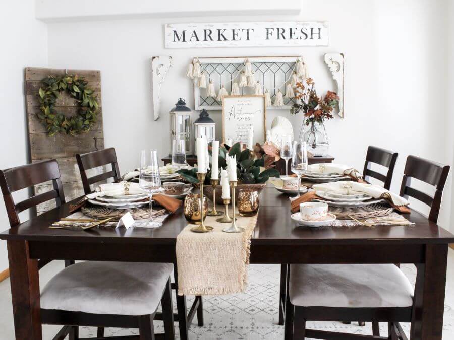 Traditional and Cottage Style Dining Room Set with Thanksgiving Tablescape - Midwest Life and Style Blog