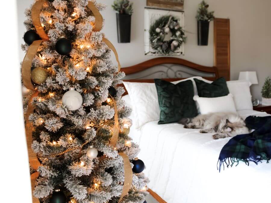 Christmas Bedroom with Green and Blue and Plaid- 5 Simple Ways To Get Ready For Christmas Now - Midwest Life and Style Blog