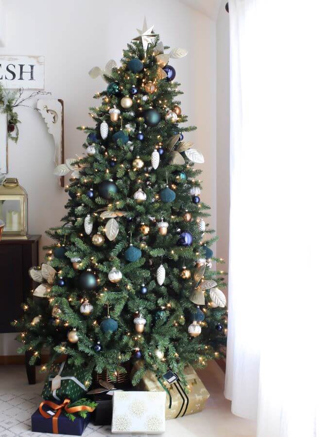 Blue, Green and Gold Christmas Tree - Midwest Life and Style Blog