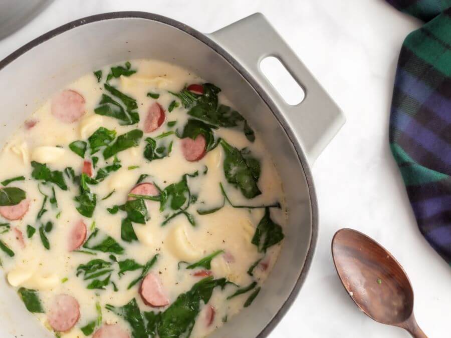 Creamy Tortellini Soup with Kielbasa - Midwest Life and Style Blog