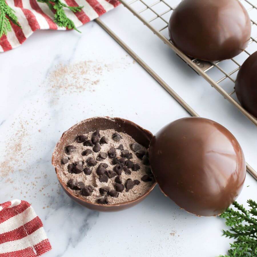 Hot Cocoa Bomb with Mini Chocolate Chips Inside - Midwest Life and Style Blog