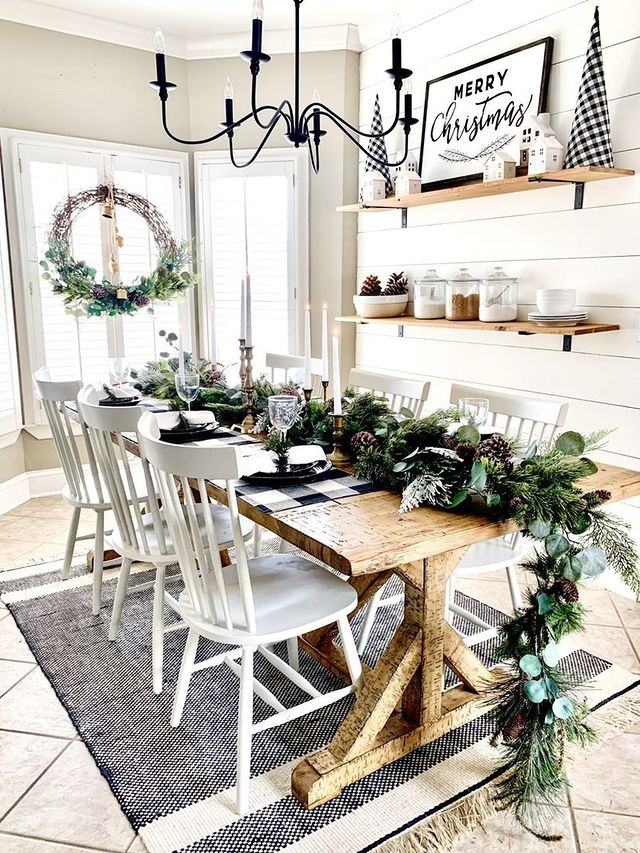 Black and White Buffalo Check Christmas Tablescape