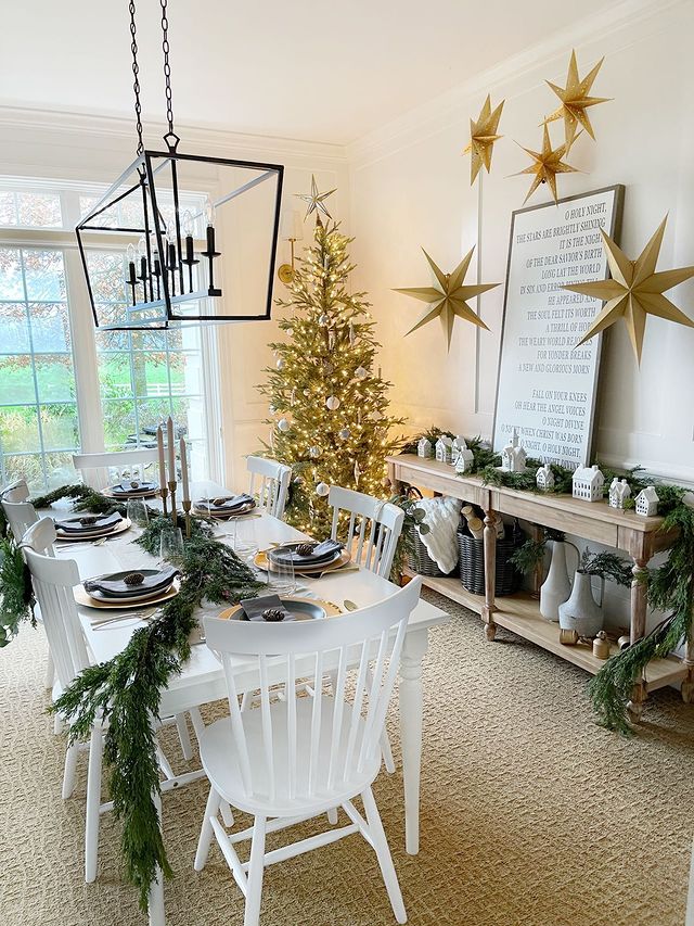 Netural Winter Tablescape with Greenery