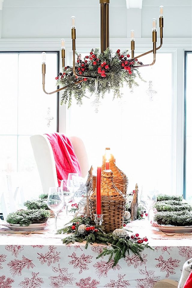 Red and White Floral Tablescape