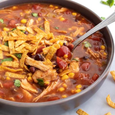 Hearty Crockpot Chicken Enchilada Soup