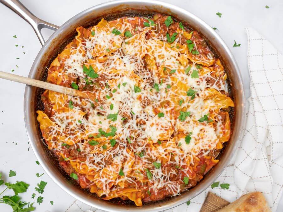 Simple One Pan Skillet Lasagna - Midwest Life and Style Blog